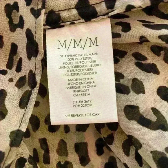 CAbi #3612 "Flutter Blouse" Cheetah Print Two-Piece Top - Picture 8 of 12